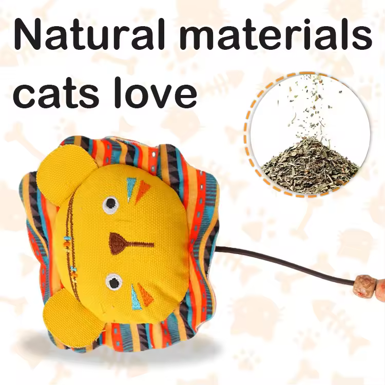 Lion Design Cat Toy Interactive Feather Toy with Natural Feather Tail